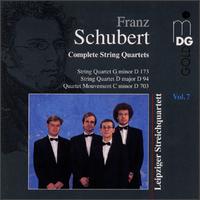Schubert: Complete String Quartets, Vol. 7 - Andreas Seidel (violin); Ivo Bauer (viola); Leipziger Streichquartett; Matthias Moosdorf (cello); Tilman B�ning (violin)