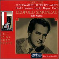 Selected Lieder and Arias - Erik Werba (piano); L�opold Simoneau (tenor)