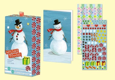 Snowman Holiday Sticker Note Cards - 
