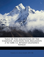 Table of the Logarithms of the Complete -Function (for Arguments 2 to 1200, i.e. Beyond Legendre's Range)