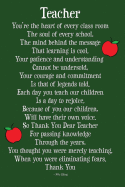 Teacher: 6x9 Notebook, Blank Lined with Appreciation Poem on Cover