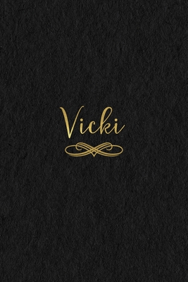 Vicki: Personalized Journal to Write In - Black Gold Custom Name Line Notebook - Ashley, Jessica